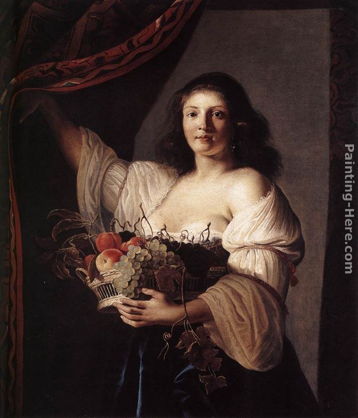 Christiaen van Couwenbergh Woman with a Basket of Fruit